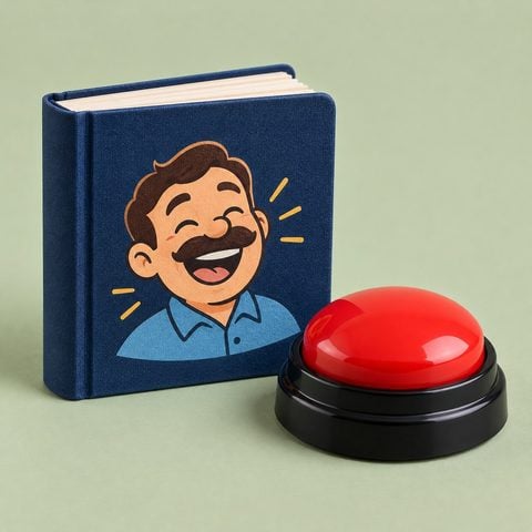 Dad joke book and a rimshot button