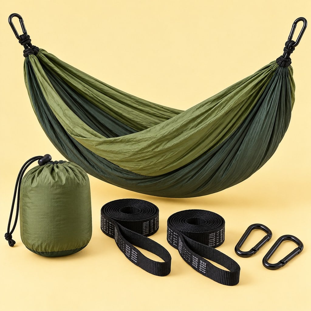 Camping hammock with straps