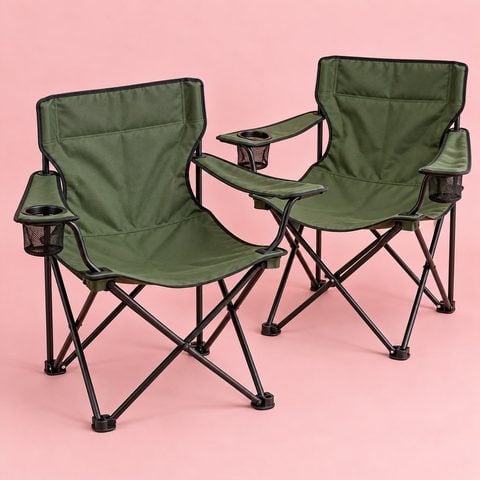 Pair of folding camp chairs